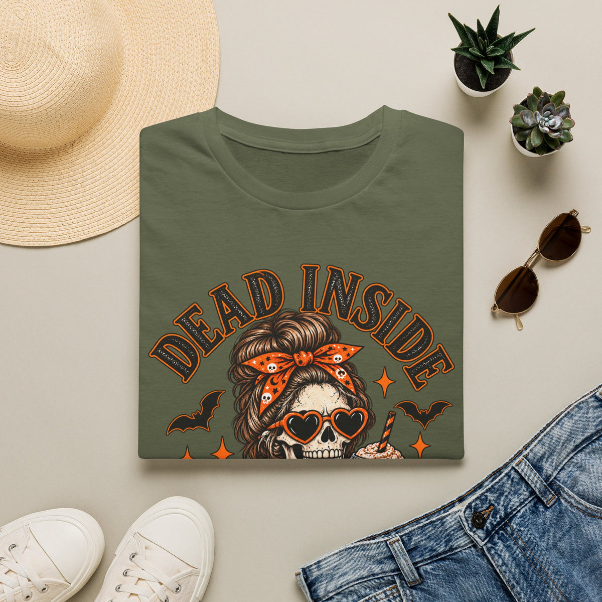 Dead Inside But Caffeinated Halloween Graphic Tee
