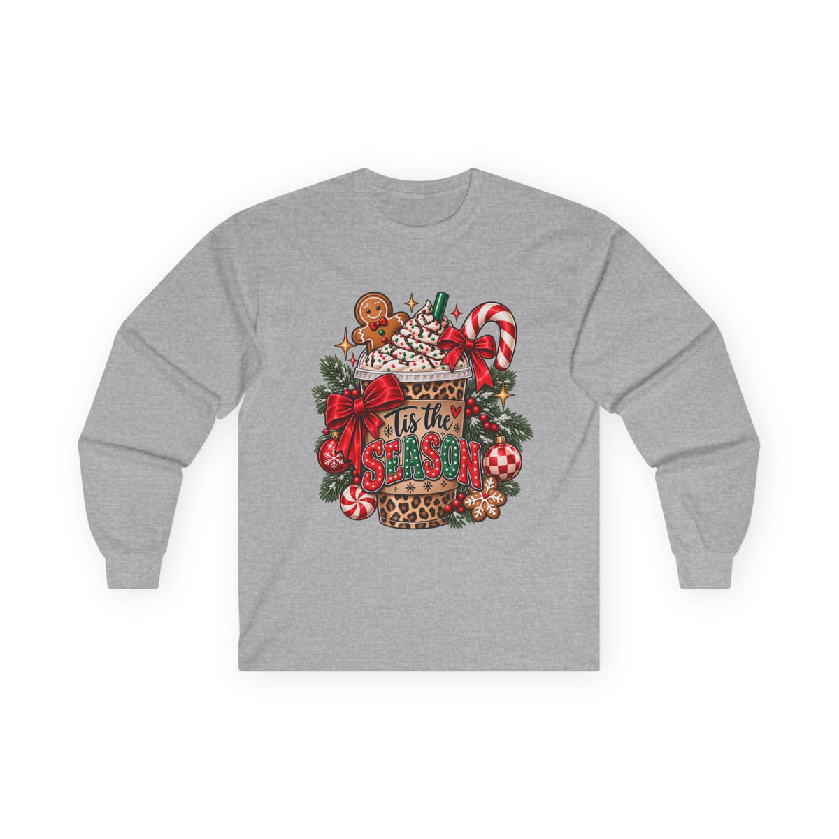 ’Tis the Season Christmas Long Sleeve Shirt | Leopard Holiday Coffee Tee