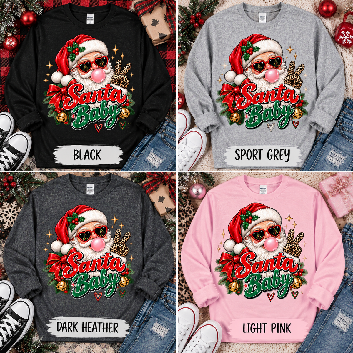 Santa Baby Christmas Long Sleeve Shirt | Cute Retro Santa Holiday Tee