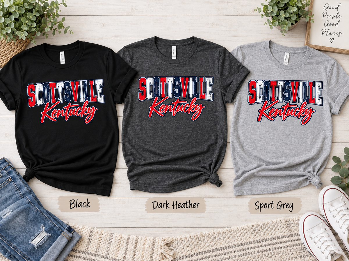Scottsville Kentucky Hometown Varsity Graphic Tee
