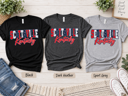 Scottsville Kentucky Hometown Varsity Graphic Tee