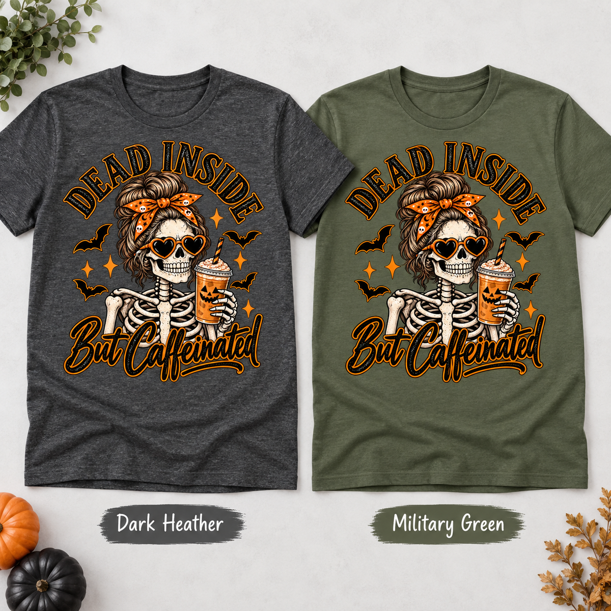 Dead Inside But Caffeinated Halloween Graphic Tee