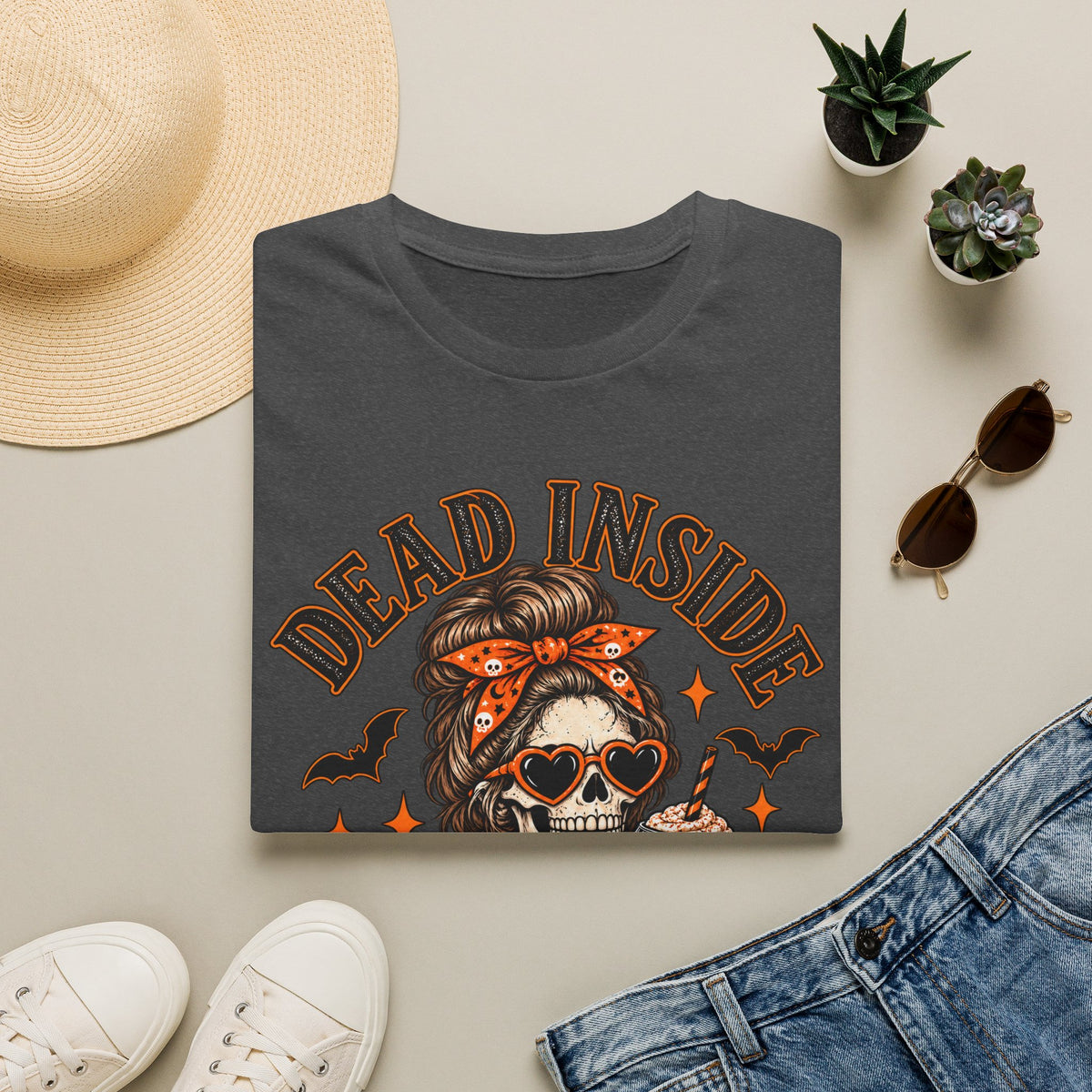 Dead Inside But Caffeinated Halloween Graphic Tee