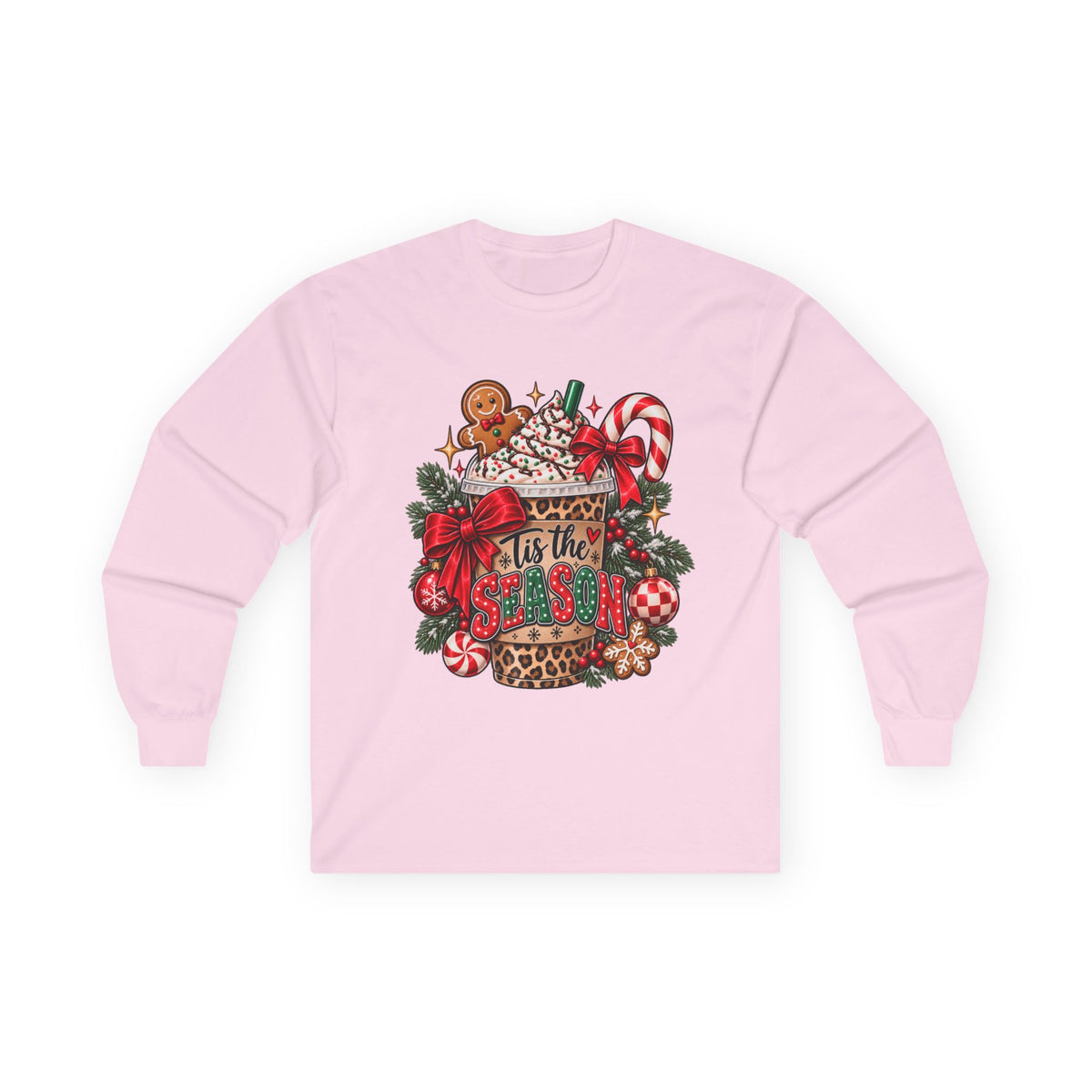 ’Tis the Season Christmas Long Sleeve Shirt | Leopard Holiday Coffee Tee