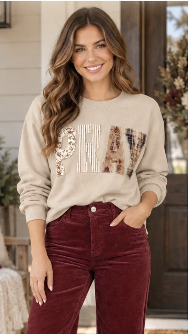 Cream floral PRAY sweatshirt